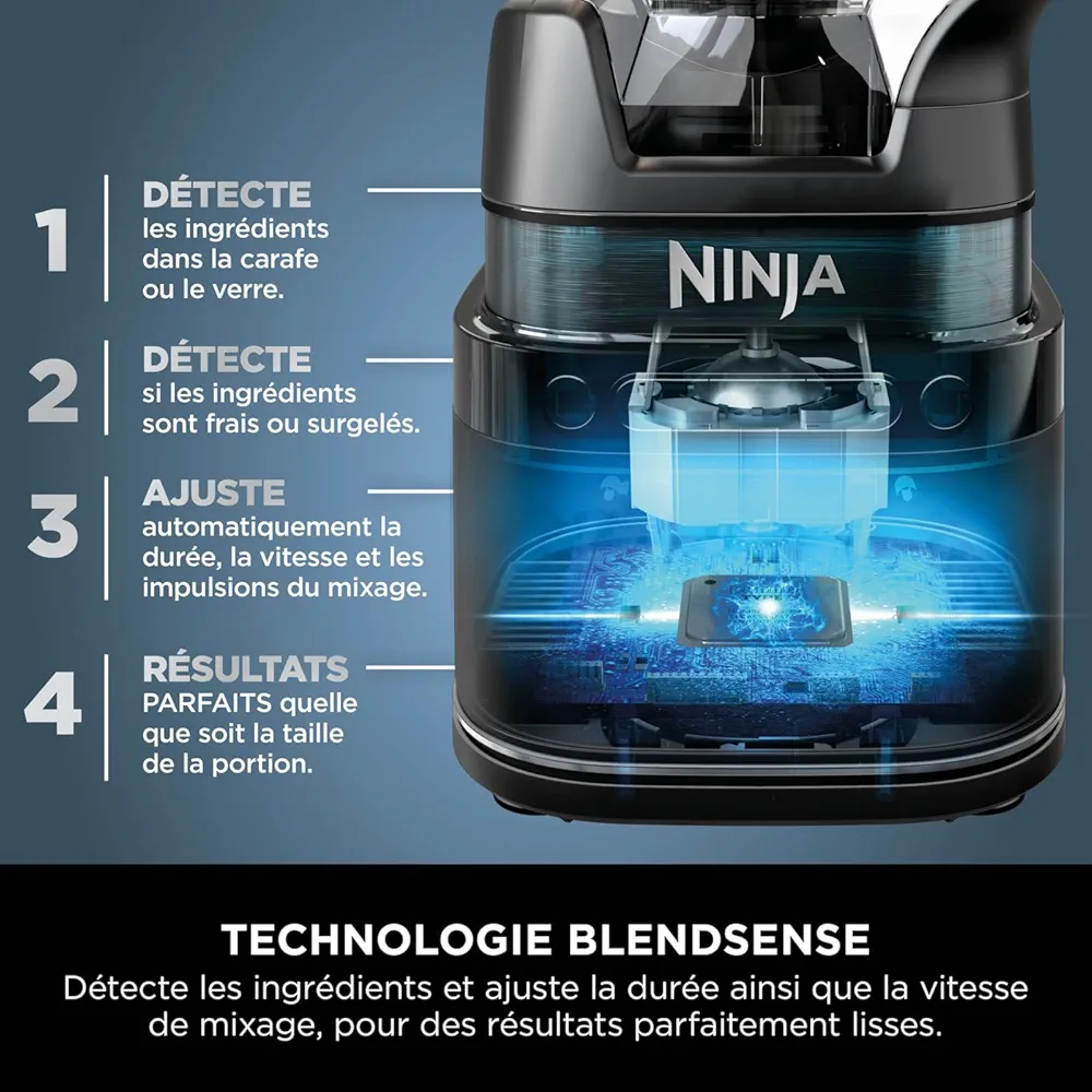 Ninja Detect Power Blender Pro & Single Serve 2-en-1 – Mixeur 1200 W avec Récipient 2 L et 2 Gobelets Individuels – TB301EU - Thumbnail 3