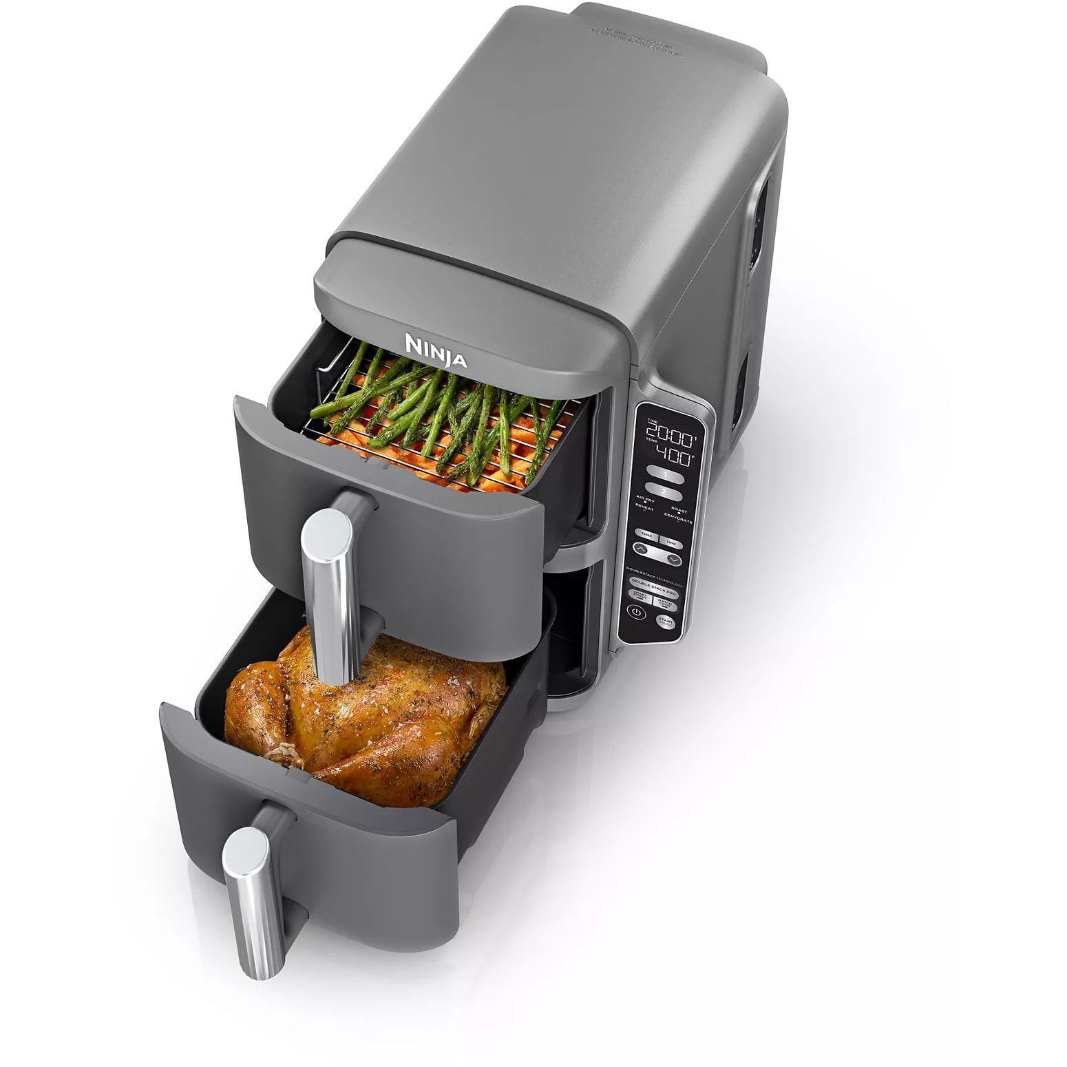 NINJA Double Stack XL SL400EU – Friteuse sans Huile Verticale 9,5 L – 2 Tiroirs & 4 Niveaux de Cuisson – Gris - Thumbnail 2