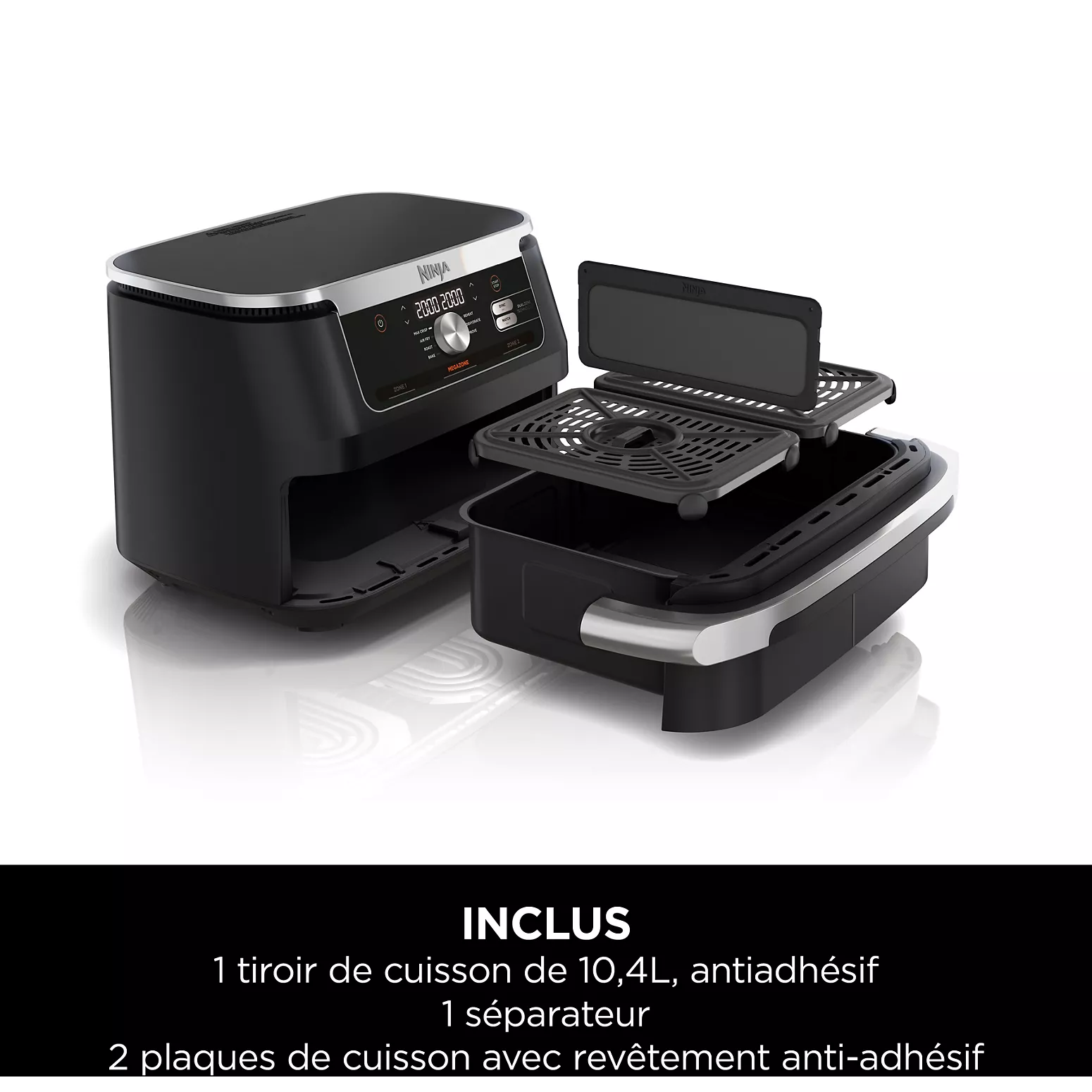 NINJA Foodi FlexDrawer – Air Fryer 7-en-1 à 2 Compartiments avec Séparateur Amovible – 10,4 L – Noir - Thumbnail 2