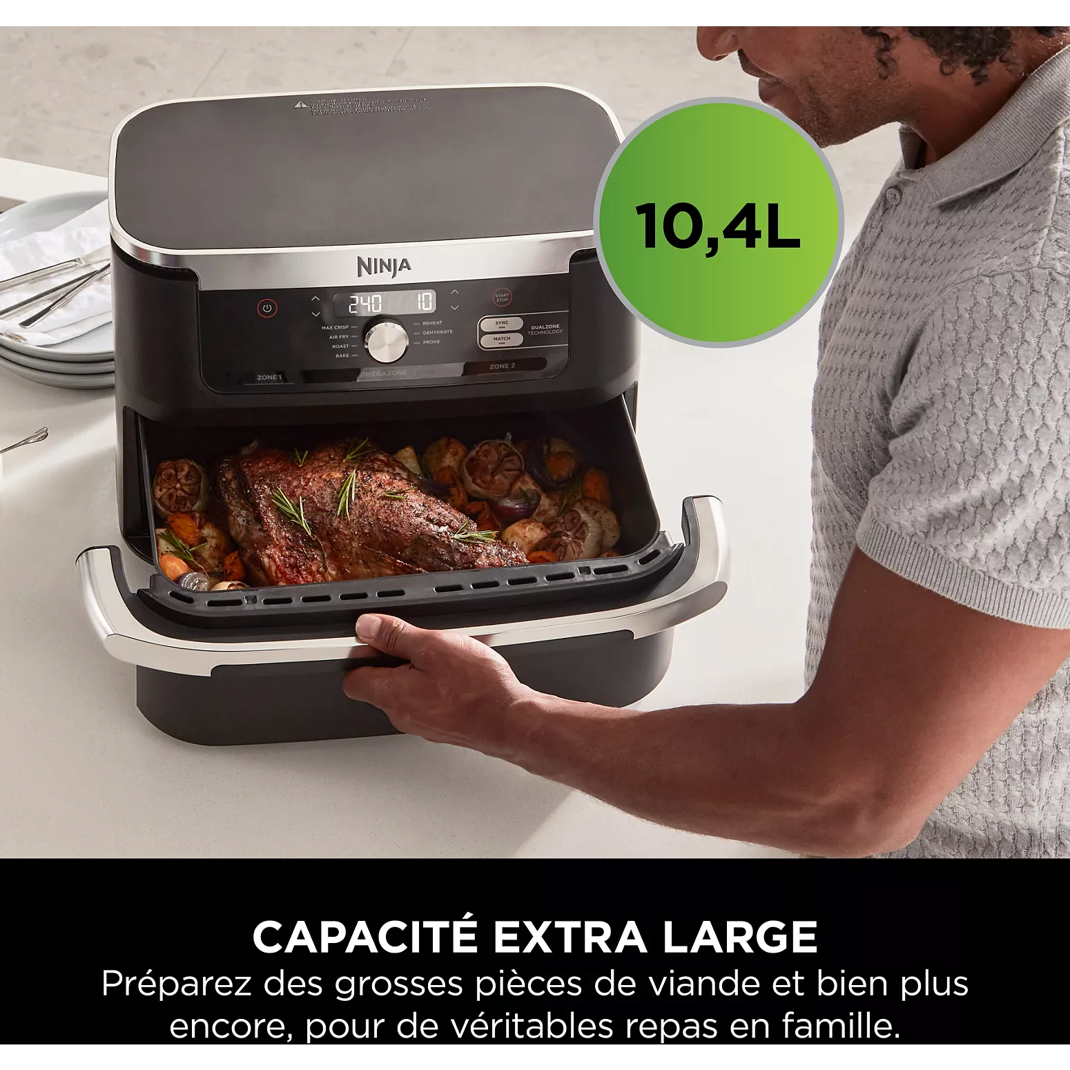 NINJA Foodi FlexDrawer – Air Fryer 7-en-1 à 2 Compartiments avec Séparateur Amovible – 10,4 L – Noir - Thumbnail 6