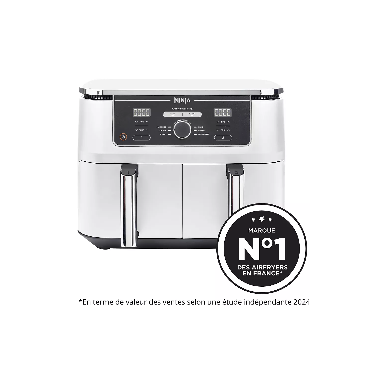 Ninja Foodi MAX Dual Zone Air Fryer AF400EUWH – Friteuse à Air Chaud 9,5 L – Double Tiroir – Blanc