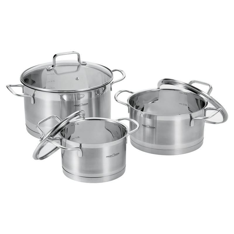 Ensemble de Casseroles ProfiCook PC-KTS 1223 – 6 Pièces – Compatible Tous Feux : Induction, Électrique, Céramique, Halogène et Gaz