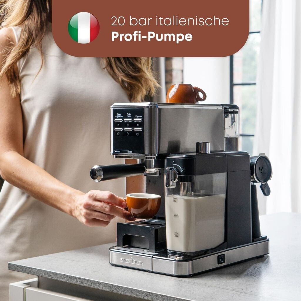 Machine à Espresso ProfiCook PC-ES 1266 – 2 en 1 – Café en Poudre et Capsules Nespresso – Porte-Filtre – 20 Bar – Système Lait pour Cappuccino & Café au Lait - Thumbnail 5