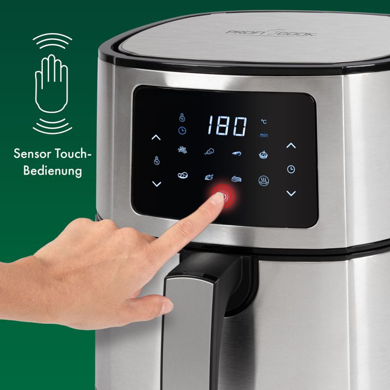 Friteuse à Air Chaud ProfiCook PC-FR 1239 H – 5,5 L XXL – Sans Huile – Écran Tactile LED – 7 Programmes – Inox – 1400 W - Thumbnail 4