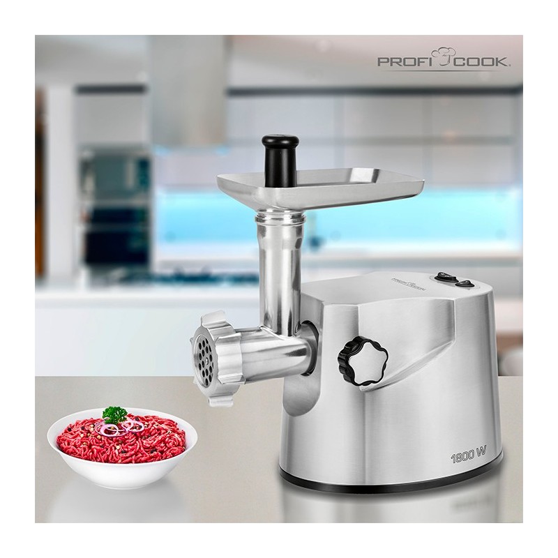 Hachoir à Viande ProfiCook PC-FW 1172 – Professionnel – 1800 W – 3 Disques Métal – Tête Clé & Saucisse – Lames Acier Inoxydable – Argent - Thumbnail 3