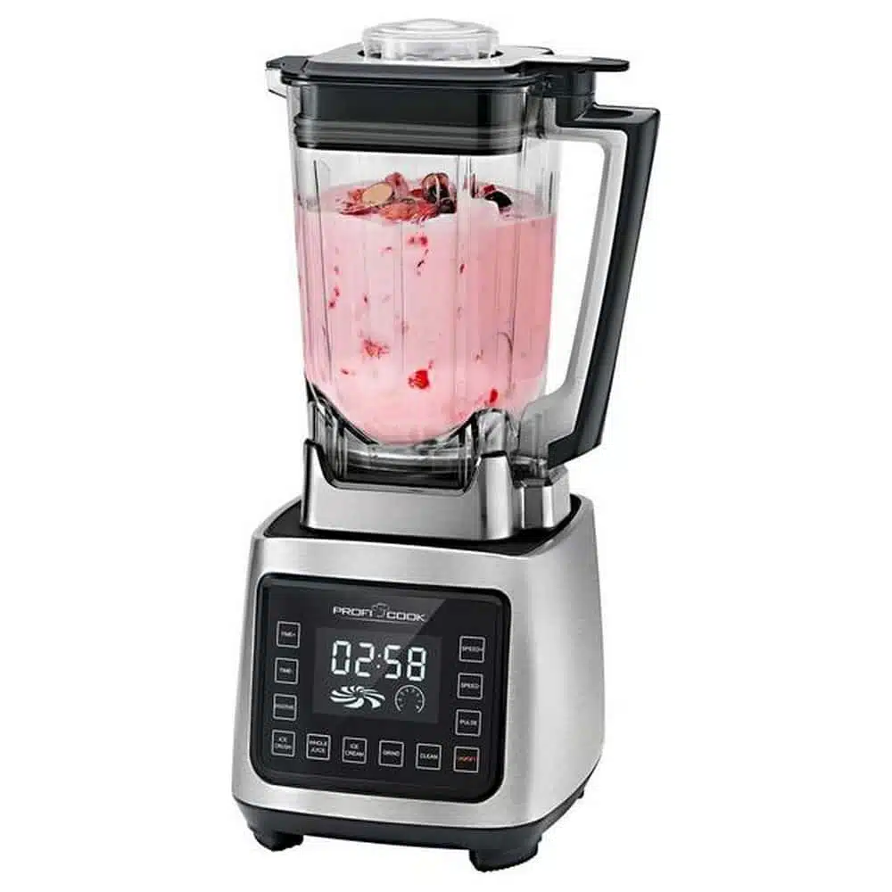 Blender / Smoothies ProfiCook PC-UM 1127 – 9 Fonctions – Commande Tactile – Affichage LED – 2000 W – Argent & Noir