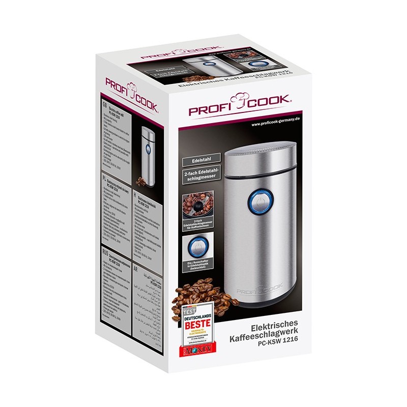Moulin à Café Électrique ProfiCook PC-KSW 1216 – 2 Vitesses – Couteau Inox – Réservoir 40 g – Fenêtre de Contrôle - Thumbnail 7
