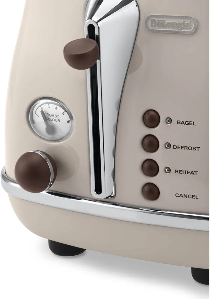 Grille pain De’Longhi Icona CTOV 2103.BG – 1,7 L – 2000 W – Style Rétro Beige - Thumbnail 3