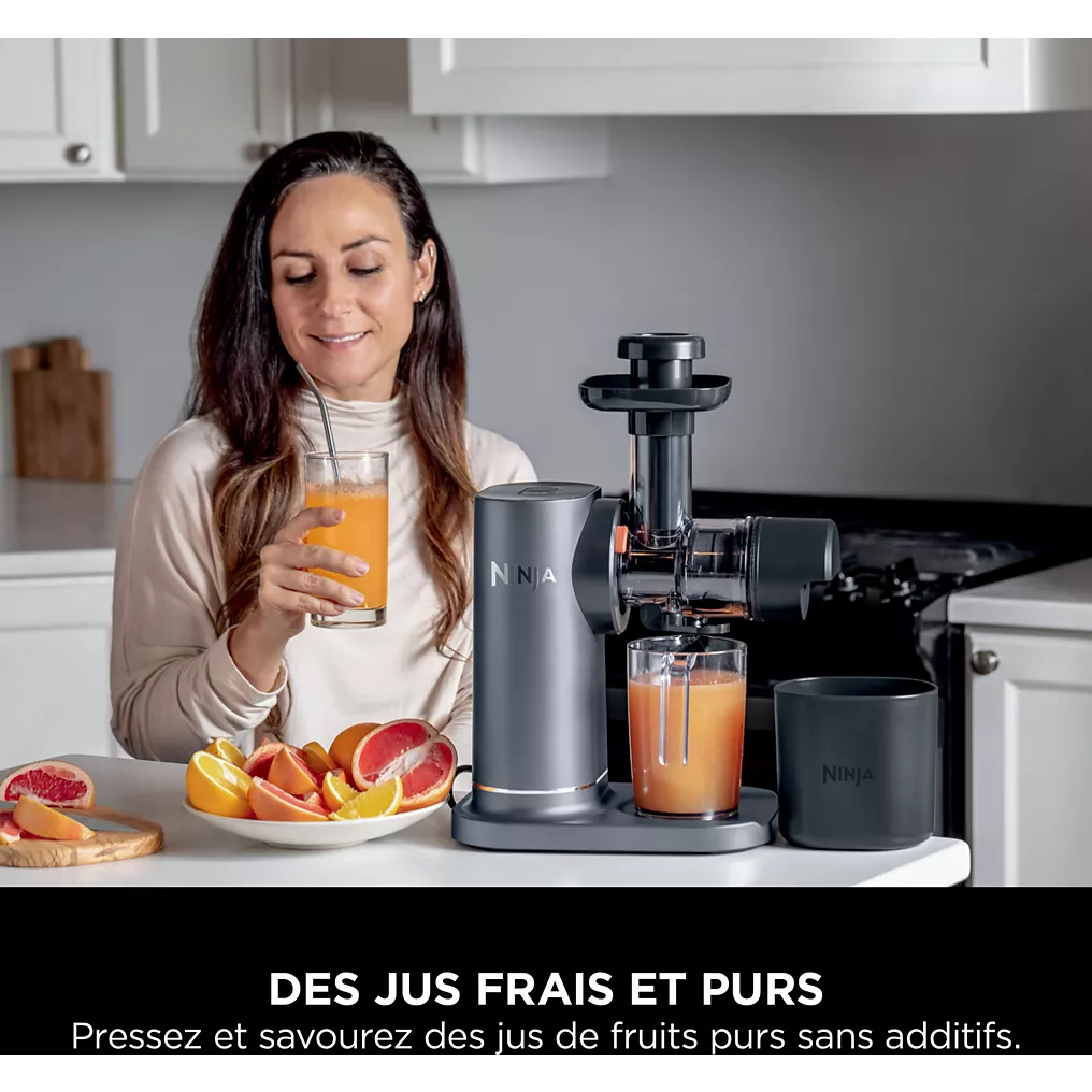 Ninja Extracteur de Jus à Pression à Froid – Carafe 700 ml et Récupérateur de Pulpe 1,1 L – Compact et Lavable au Lave-Vaisselle - Thumbnail 2