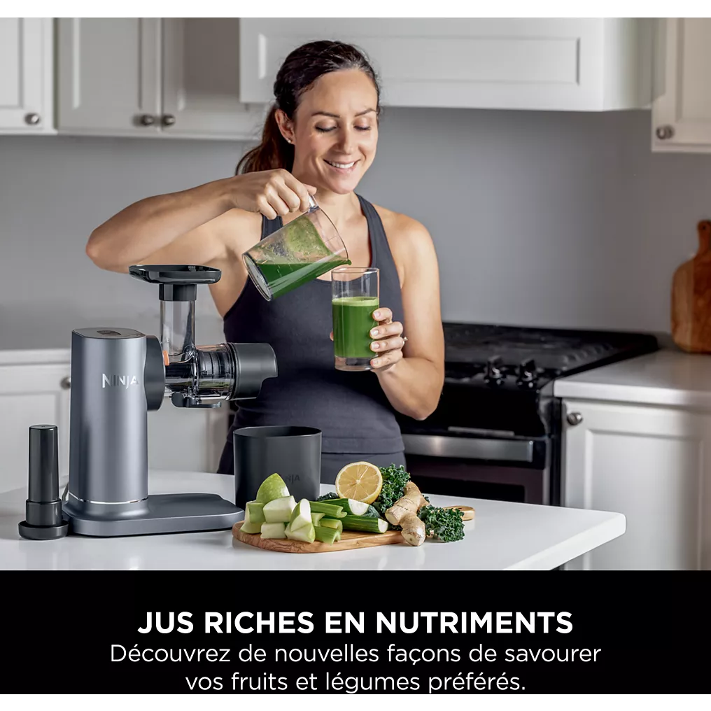 Ninja Extracteur de Jus à Pression à Froid – Carafe 700 ml et Récupérateur de Pulpe 1,1 L – Compact et Lavable au Lave-Vaisselle - Thumbnail 3