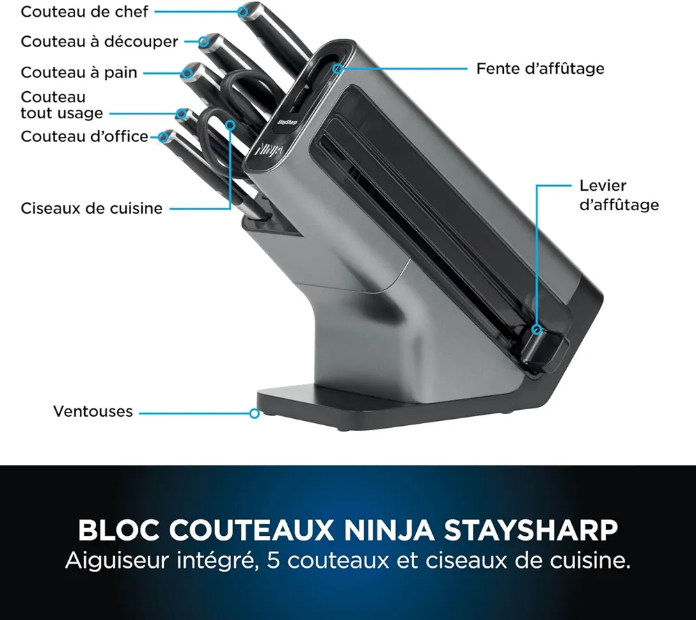 Ninja StaySharp – Ensemble de Couteaux de Cuisine 6 pièces avec Aiguiseur Intégré et Ciseaux - Thumbnail 5