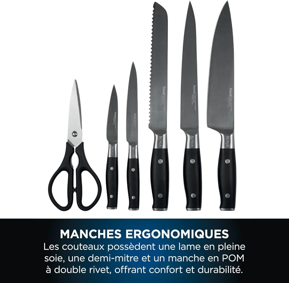 Ninja StaySharp – Ensemble de Couteaux de Cuisine 6 pièces avec Aiguiseur Intégré et Ciseaux - Thumbnail 6