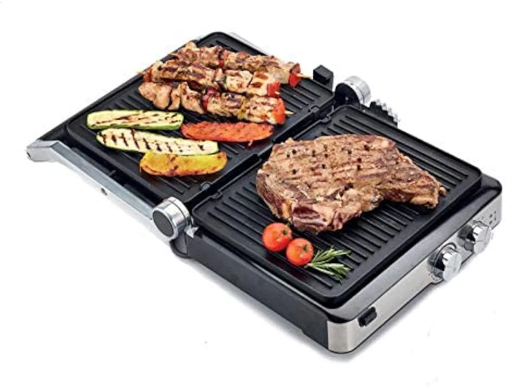 Grill Kenwood 2000 W – 3 Modes de Cuisson Paninis, Viandes et Légumes – Argent/Noir - Thumbnail 2