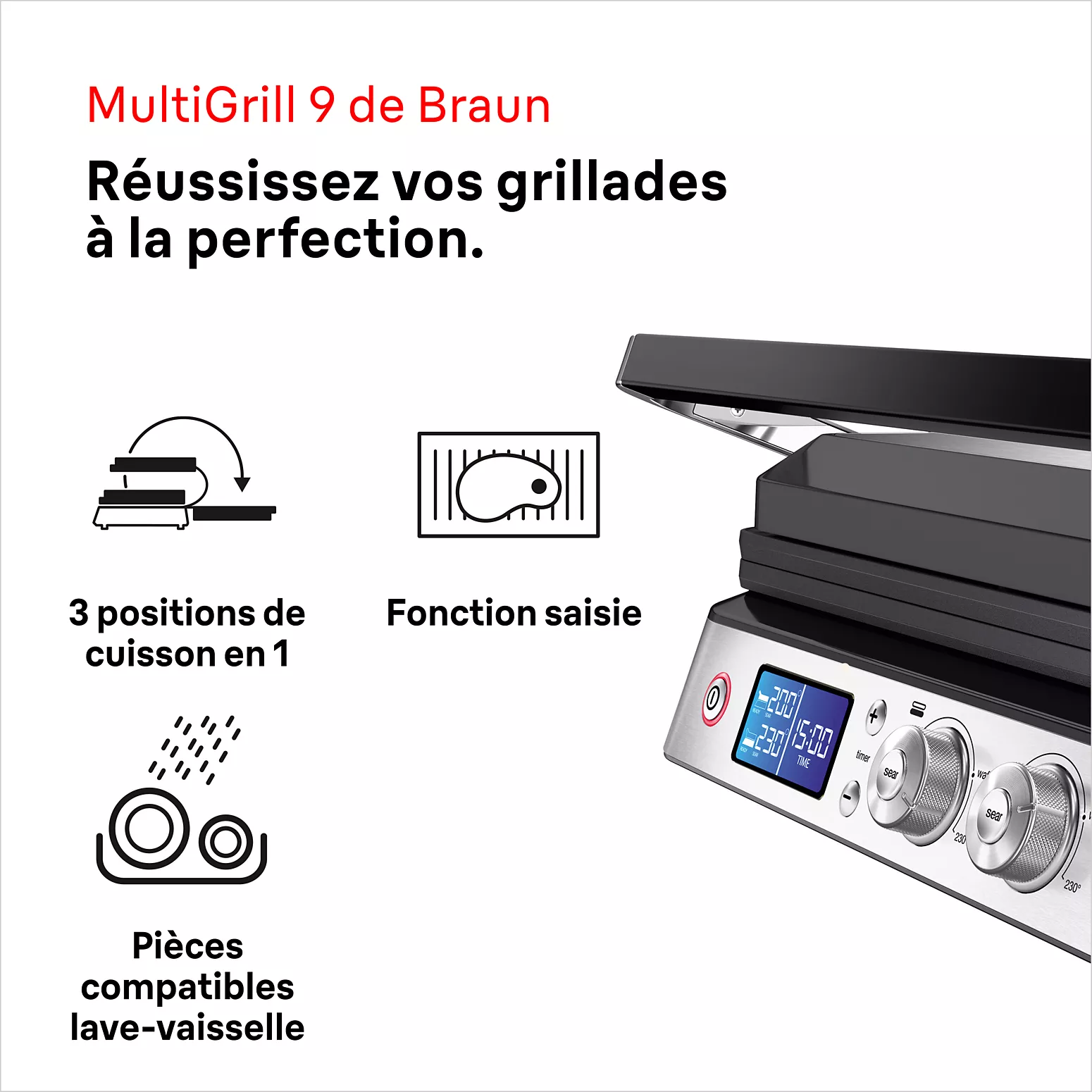 Grille-Viande Braun CG9040 – Inox, 2 Zones de Cuisson - Thumbnail 8