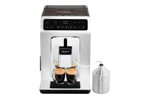Krups Evidence EA891C10 – Machine à Café Automatique avec Mousseur à Lait – Chrome (15 bars)