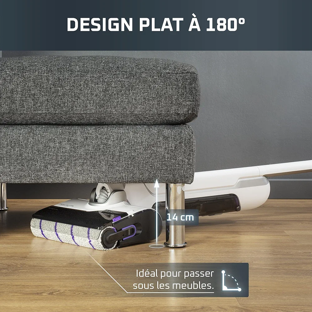 Rowenta X-Clean 10 – Aspirateur Laveur Sans Fil Nettoyage 2-en-1 • Design plat 180° • Auto-nettoyage & séchage 65°C • Autonomie 60 min - Thumbnail 9