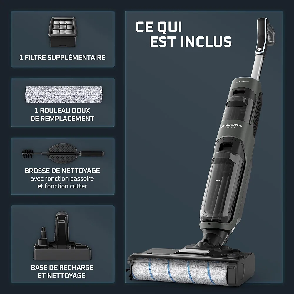 Rowenta X-Clean 4 – Aspirateur Balai Laveur Sans Fil Aspiration & lavage puissants • Intelligent • Autonettoyage • Autonomie 50 min - Thumbnail 5