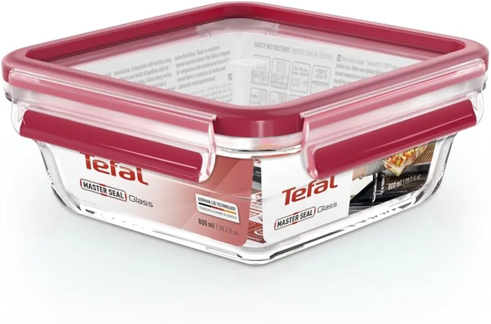 Tefal Masterseal Fresh Verre N1041410 – Boîte alimentaire carrée 0,8L empilable