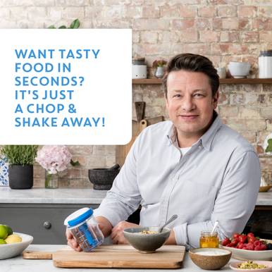 Tefal K1644344 – Chop & Shaker Jamie Oliver, hachoir manuel 450 ml blanc/bleu - Thumbnail 4
