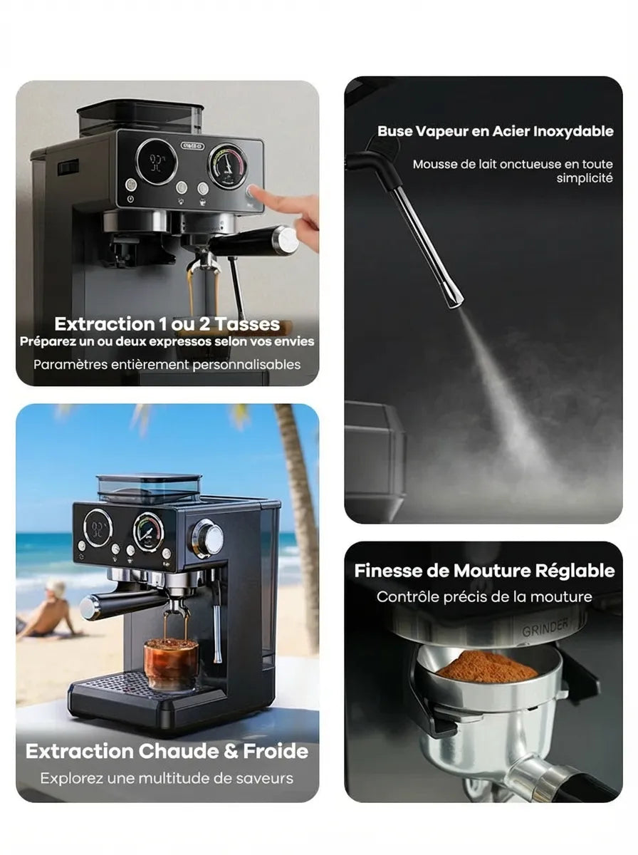 Machine Expresso avec Broyeur H20 – 20 Bars & PID (HiBrew) - Thumbnail 8