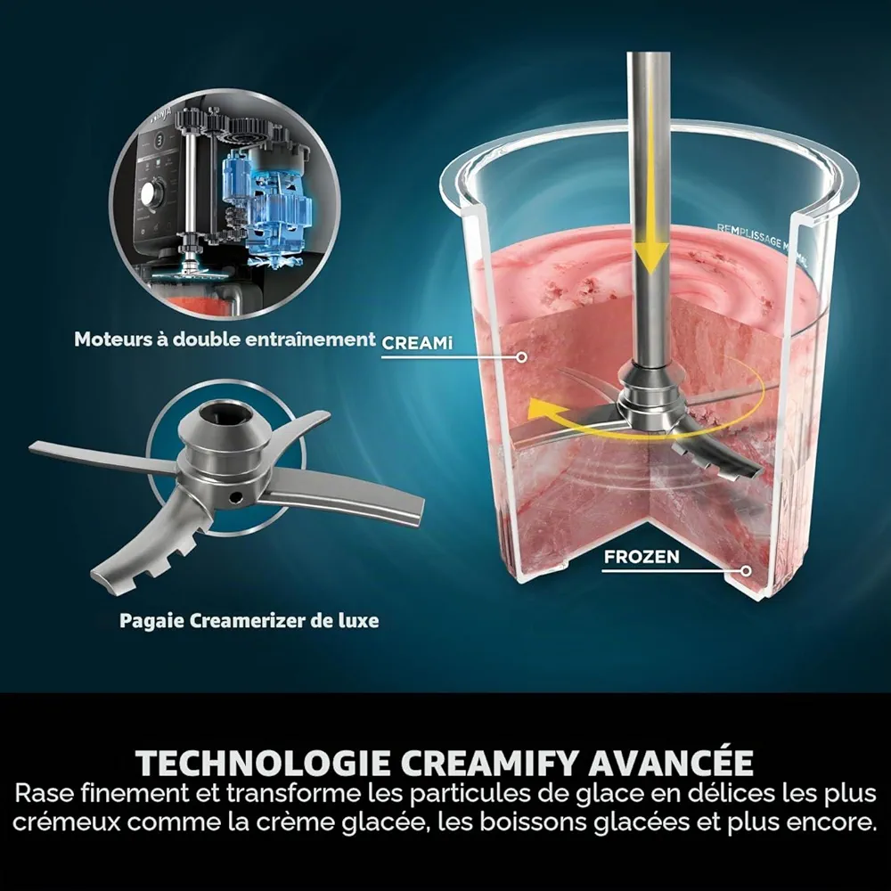 Ninja CREAMi Deluxe – Sorbetière & Machine à Desserts Glacés | 10 Fonctions | 3 Bacs Inclus | Glace, Gelato, Sorbet, Yaourt Glacé, Milkshake & Granité - Thumbnail 5