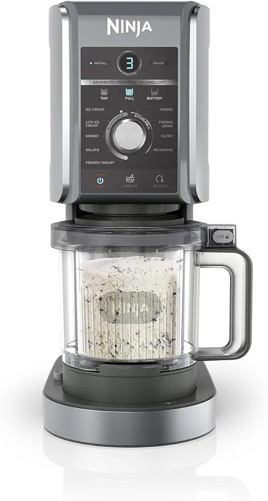 Ninja CREAMi Deluxe – Sorbetière & Machine à Desserts Glacés | 10 Fonctions | 3 Bacs Inclus | Glace, Gelato, Sorbet, Yaourt Glacé, Milkshake & Granité