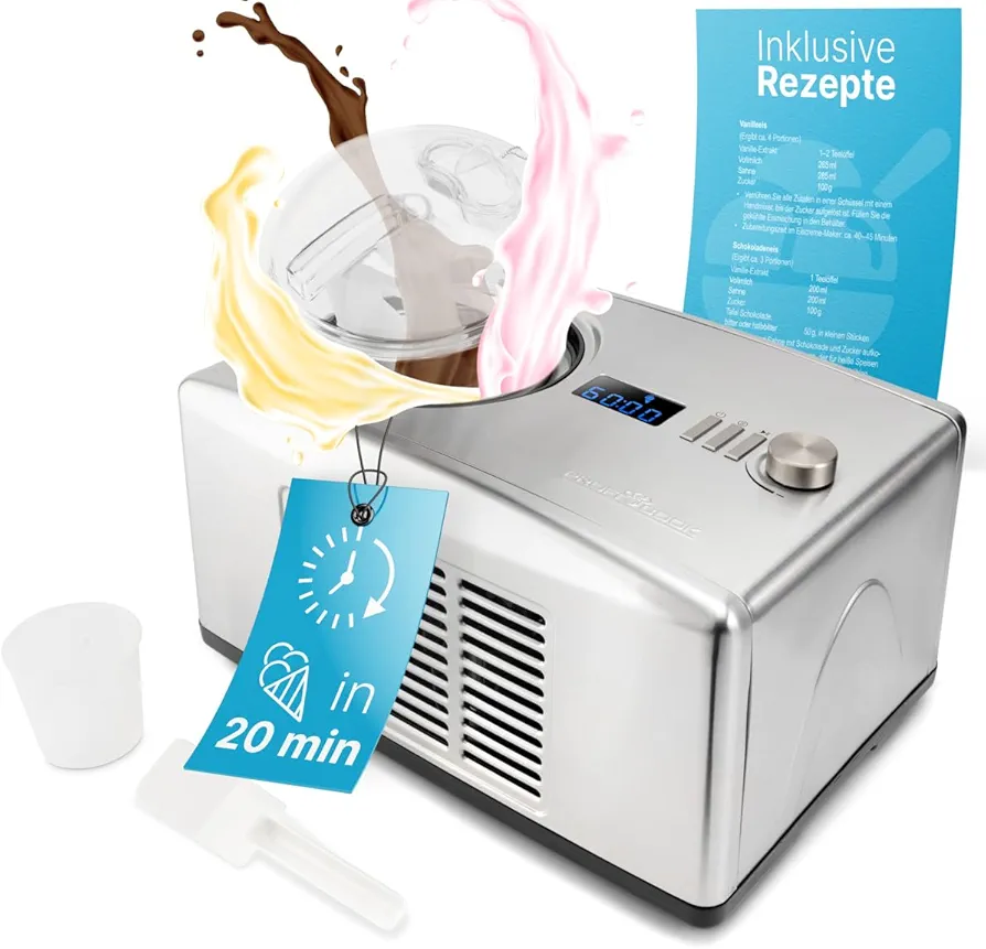 ProfiCook – Sorbetière en Acier Inoxydable avec Compresseur | Machine à Glace & Yaourt Glacé - Thumbnail 2