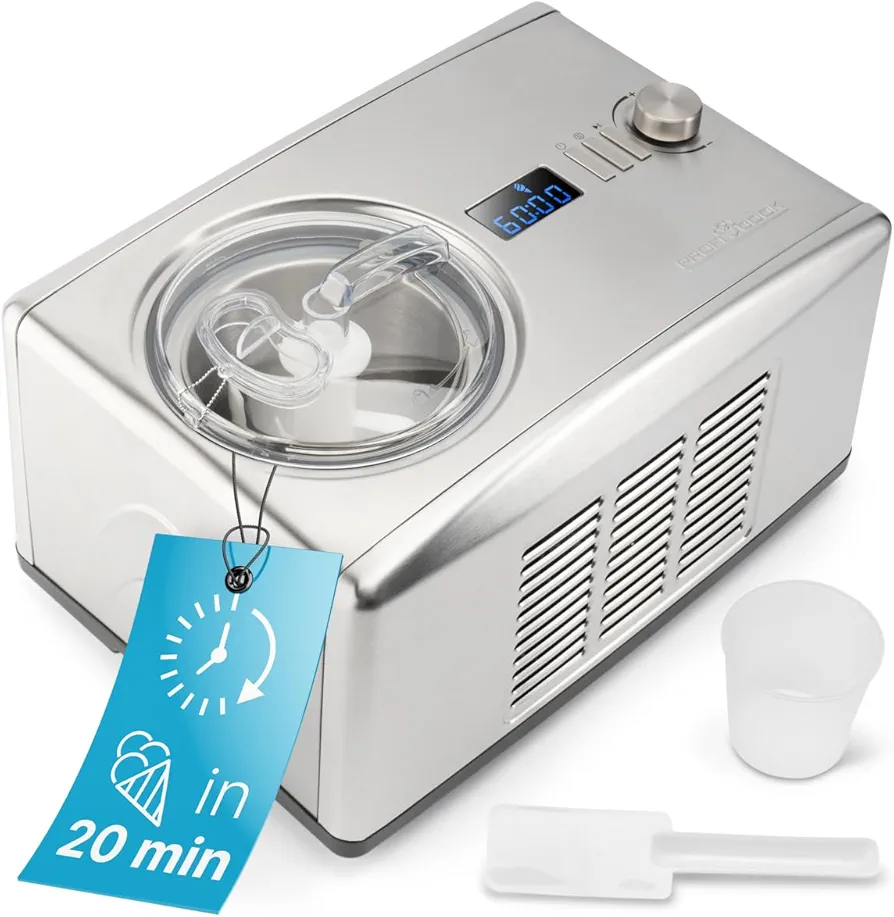 ProfiCook – Sorbetière en Acier Inoxydable avec Compresseur | Machine à Glace & Yaourt Glacé