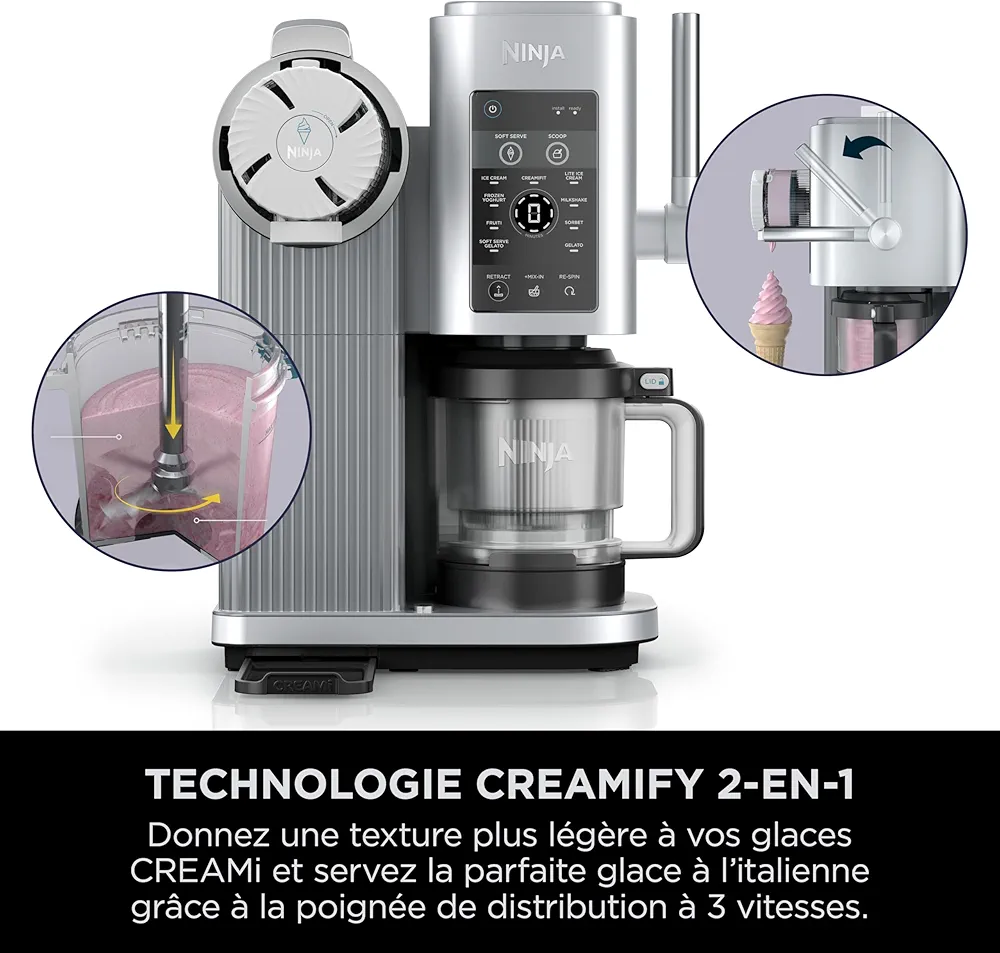 Ninja CREAMi Scoop & Swirl – Machine à Glaces & Glaces à l’Italienne 13-en-1 | Desserts Glacés Maison - Thumbnail 6