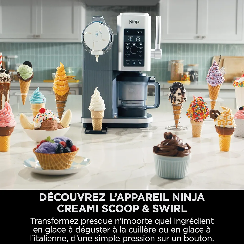 Ninja CREAMi Scoop & Swirl – Machine à Glaces & Glaces à l’Italienne 13-en-1 | Desserts Glacés Maison - Thumbnail 5