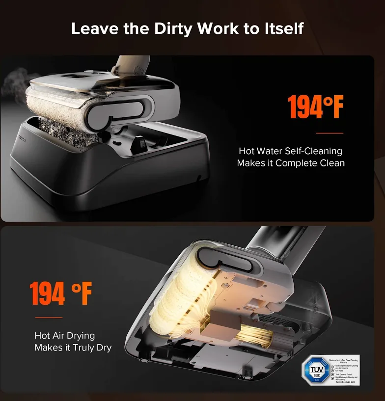 Roborock F25 RT Complete – Aspirateur Laveur Sans Fil | 20 000 Pa | Auto-Nettoyage & Séchage | Blanc - Thumbnail 4