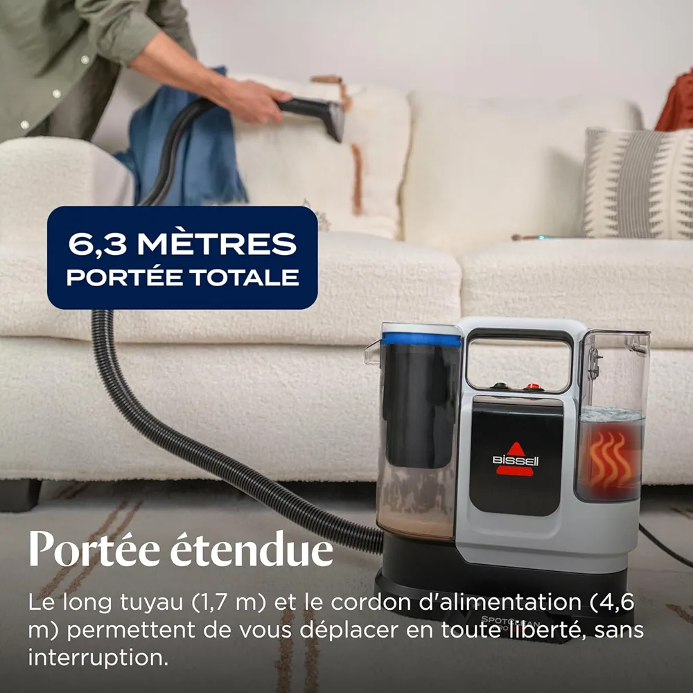 BISSELL SpotClean ProHeat Advanced – Shampouineuse Compacte Multi-Surfaces 1125W | Nettoyeur Tapis & Canapé - Thumbnail 2