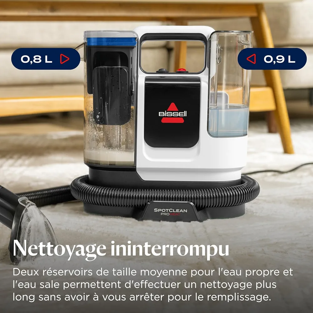 BISSELL SpotClean ProHeat Advanced – Shampouineuse Compacte Multi-Surfaces 1125W | Nettoyeur Tapis & Canapé - Thumbnail 3