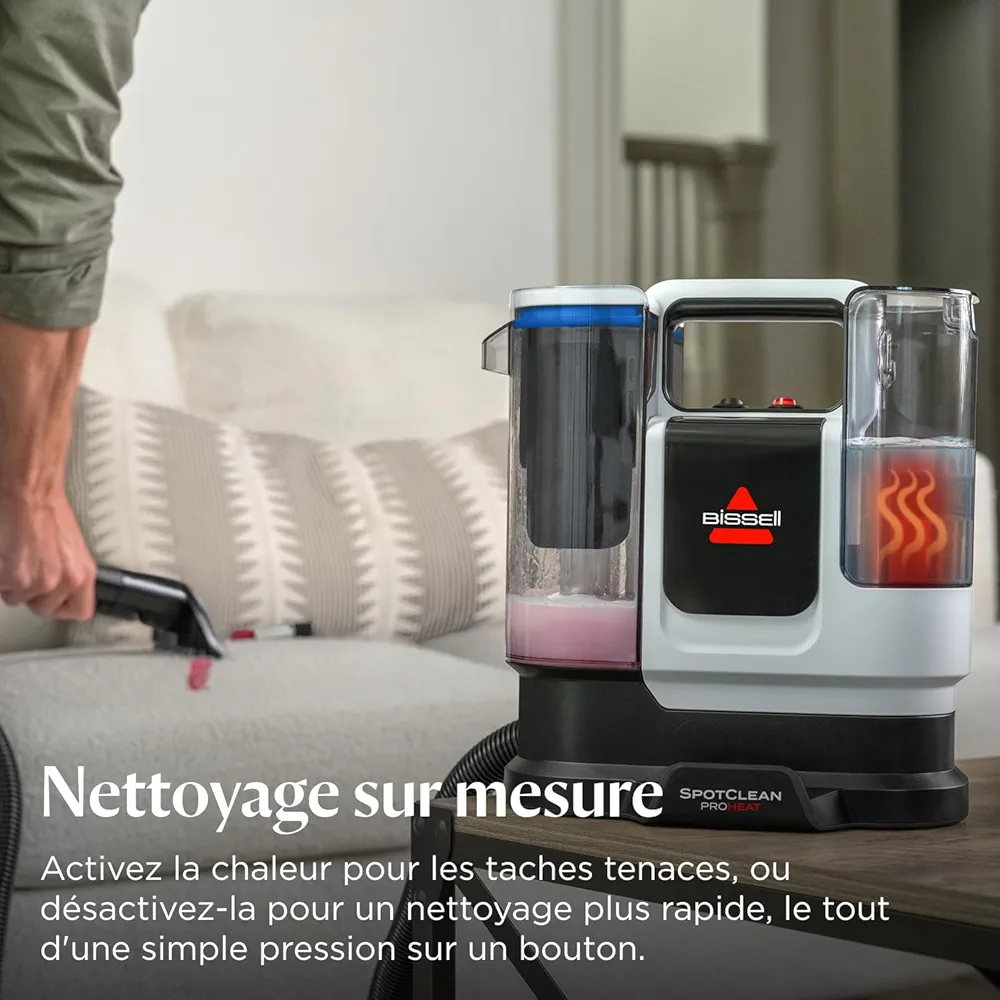BISSELL SpotClean ProHeat Advanced – Shampouineuse Compacte Multi-Surfaces 1125W | Nettoyeur Tapis & Canapé - Thumbnail 5