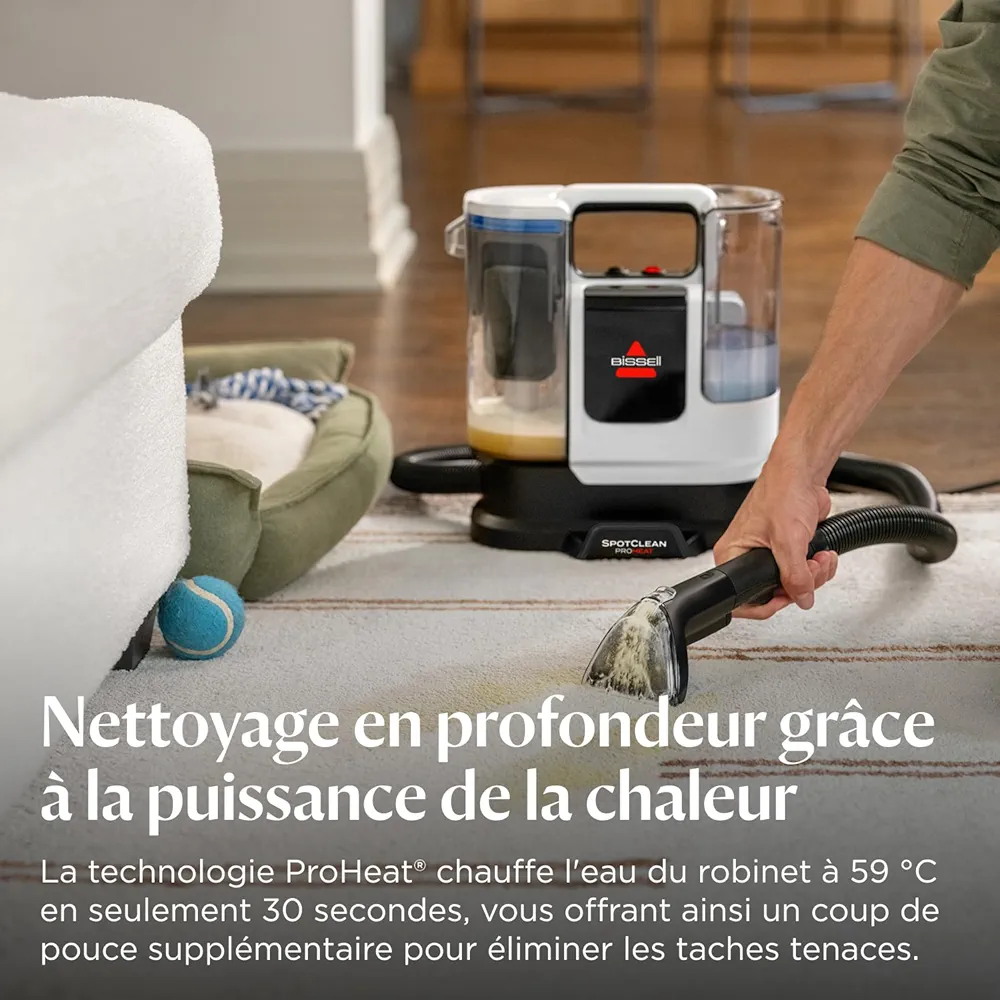 BISSELL SpotClean ProHeat Advanced – Shampouineuse Compacte Multi-Surfaces 1125W | Nettoyeur Tapis & Canapé - Thumbnail 8