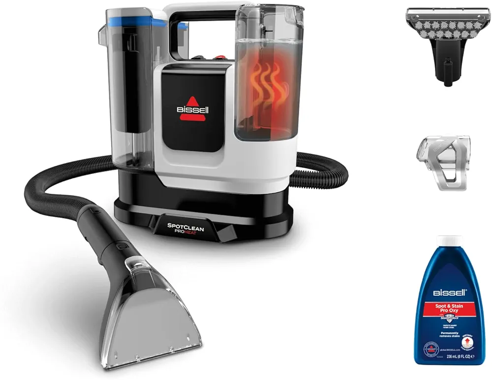 BISSELL SpotClean ProHeat Advanced – Shampouineuse Compacte Multi-Surfaces 1125W | Nettoyeur Tapis & Canapé