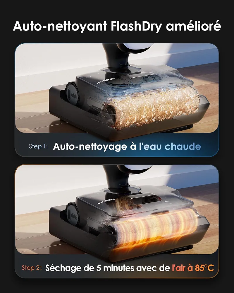 Tineco Floor One S9 Artist – Aspirateur Laveur Sans Fil 22 000 Pa | FlashDry 85°C | 180° Flat | 50 min - Thumbnail 3