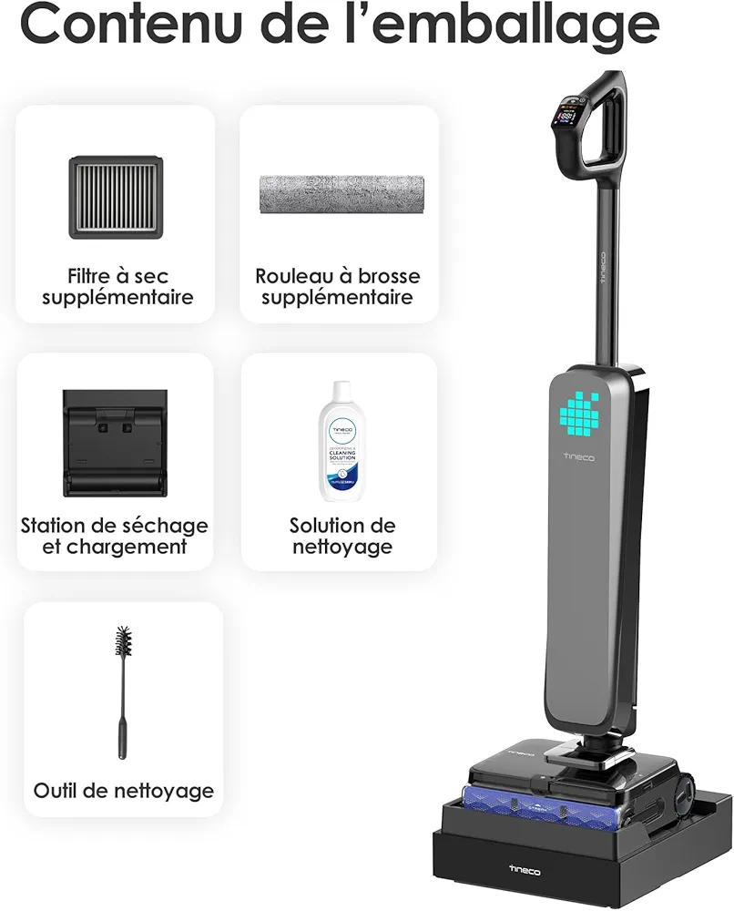 Tineco Floor One S9 Scientist – Aspirateur Laveur Sans Fil | 80 min | FlashDry 85°C | 180° Flat - Thumbnail 5