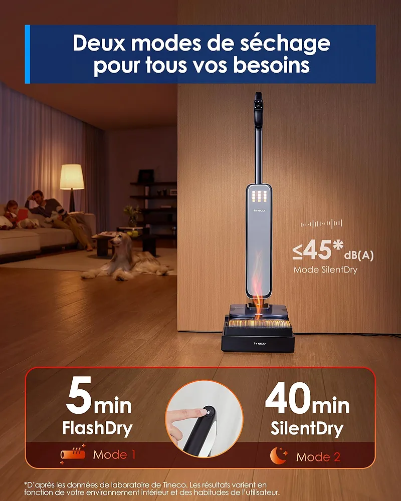 Tineco Floor One S9 Scientist – Aspirateur Laveur Sans Fil | 80 min | FlashDry 85°C | 180° Flat - Thumbnail 9