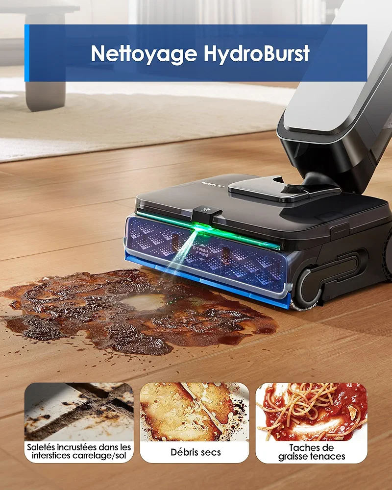 Tineco Floor One S9 Scientist – Aspirateur Laveur Sans Fil | 80 min | FlashDry 85°C | 180° Flat - Thumbnail 7