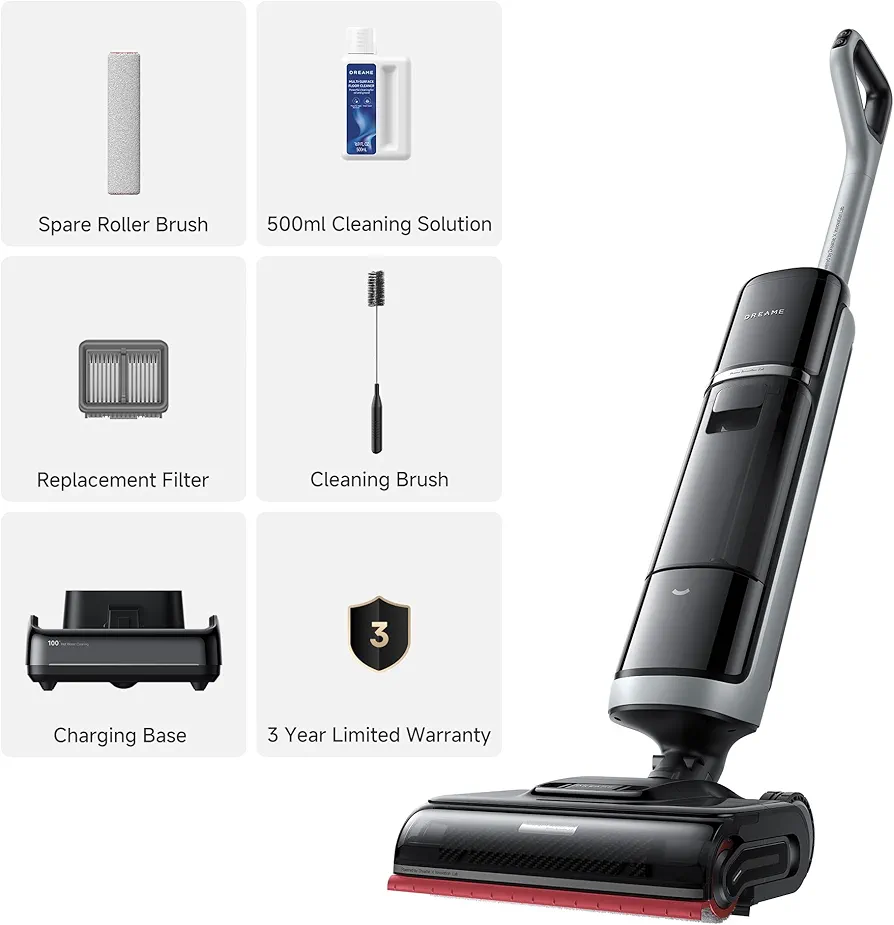 DREAME H15 Pro Heat – Aspirateur Laveur Sans Fil | 22 000 Pa | Eau Chaude 85°C | IA | 180° Flat - Thumbnail 6