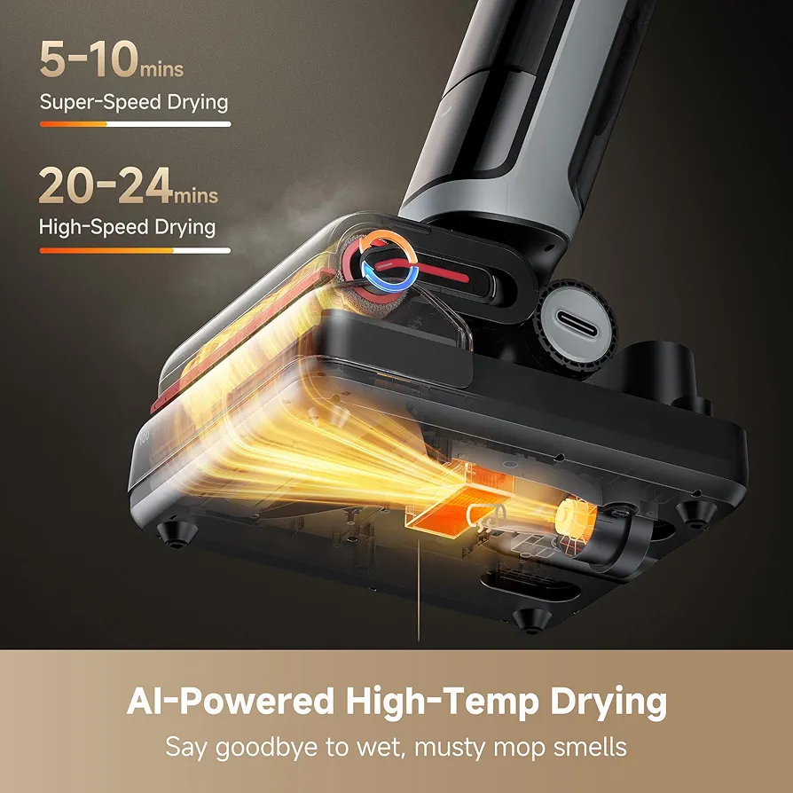 DREAME H15 Pro Heat – Aspirateur Laveur Sans Fil | 22 000 Pa | Eau Chaude 85°C | IA | 180° Flat - Thumbnail 4