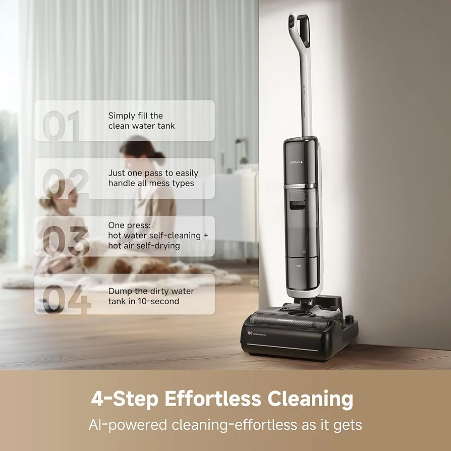DREAME H15 Pro Heat – Aspirateur Laveur Sans Fil | 22 000 Pa | Eau Chaude 85°C | IA | 180° Flat - Thumbnail 7