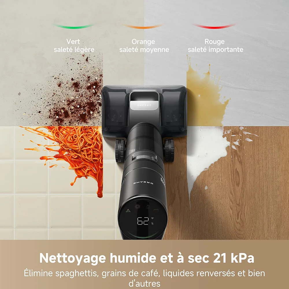 DREAME H15 Pro – Aspirateur Laveur Sans Fil 21 000 Pa | AI DescendReach | Lavage 100°C | Contrôle par Application - Thumbnail 3