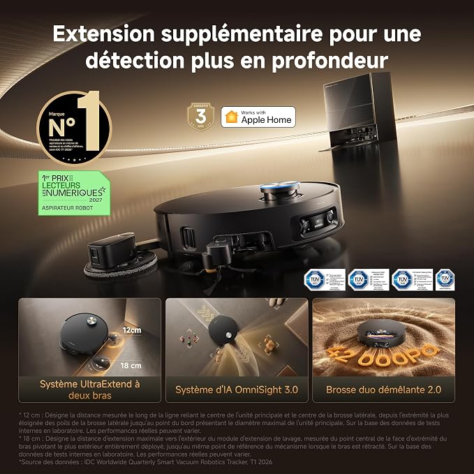 DREAME X60 Pro Ultra Complete – Robot Aspirateur Laveur 35 000 Pa | Ultra Fin | Station Auto - Thumbnail 4