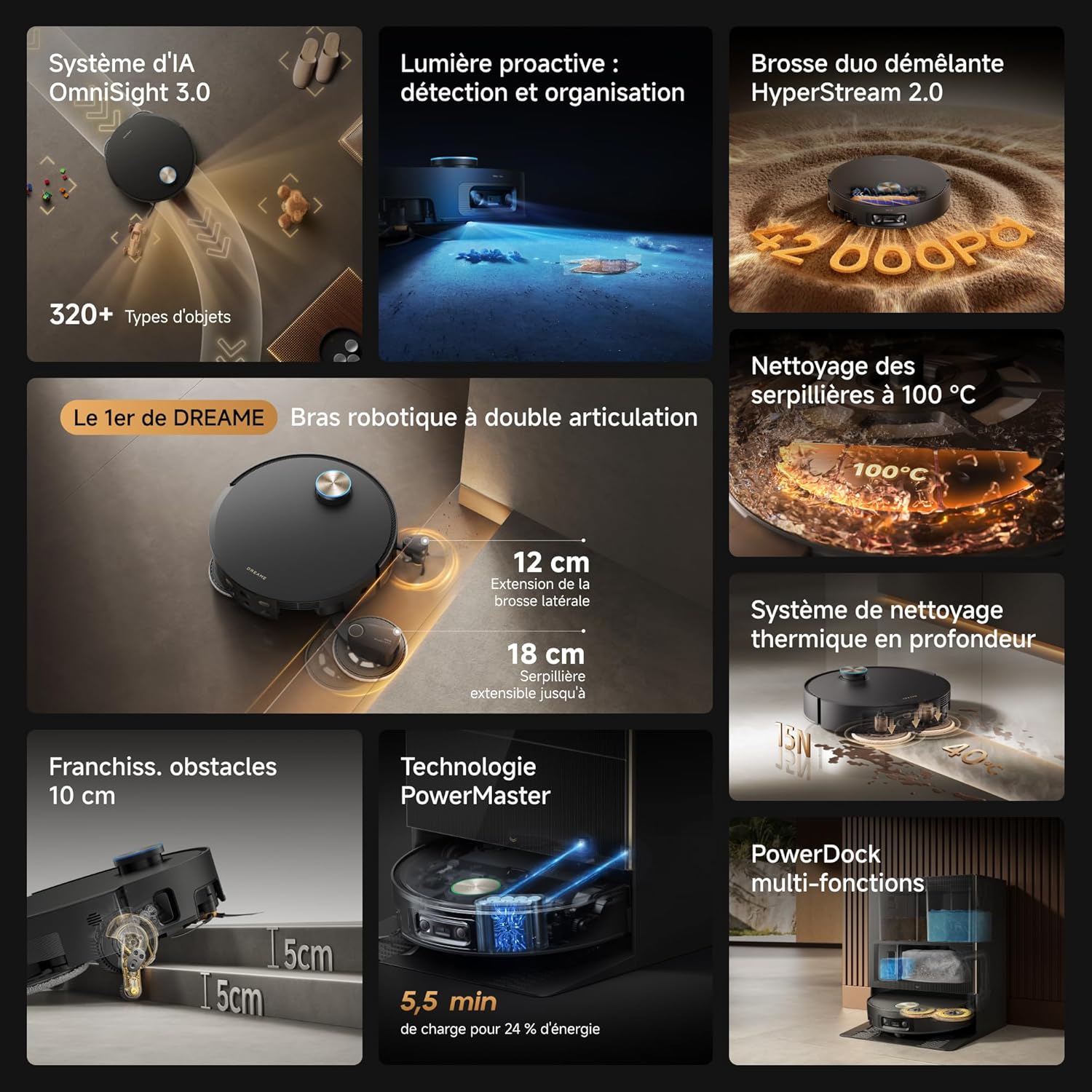 DREAME X60 Pro Ultra Complete – Robot Aspirateur Laveur 35 000 Pa | Ultra Fin | Station Auto - Thumbnail 10